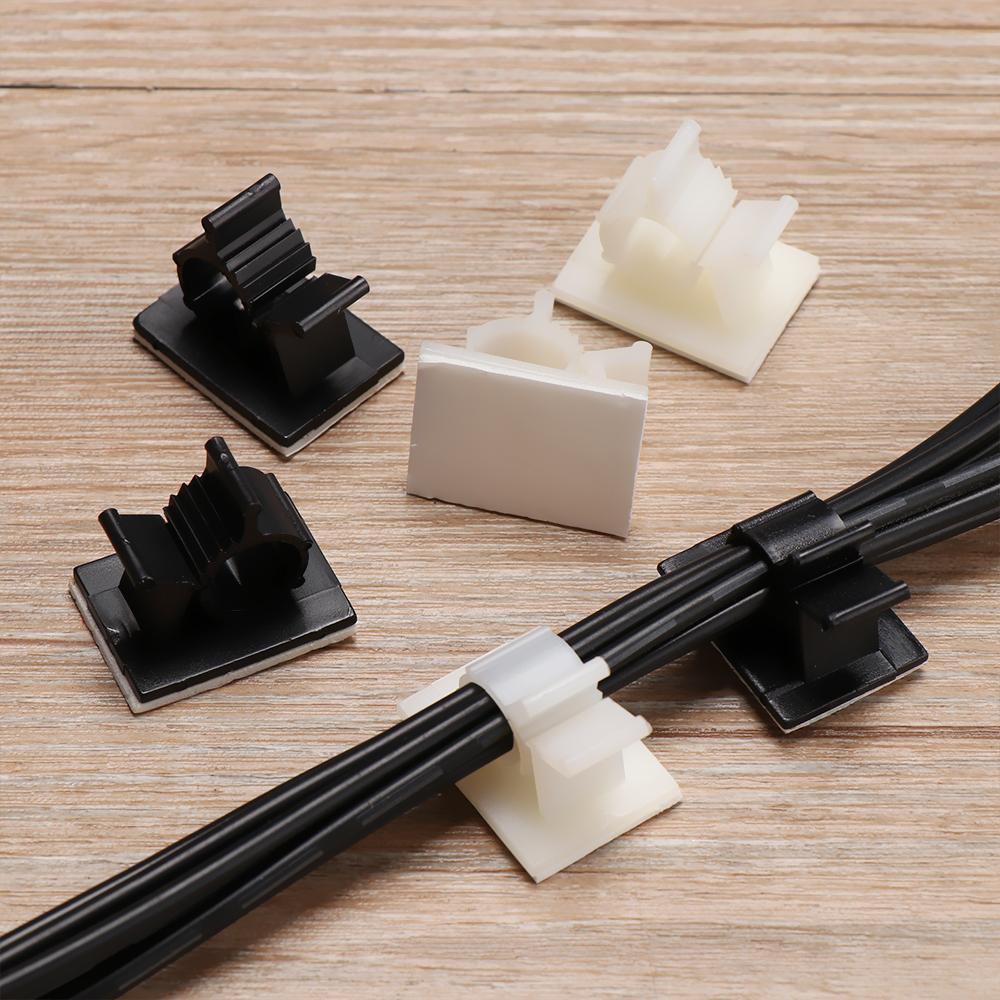 Set 10 Kẹp Cố Định Dây Cáp Bằng Nhựa Tự Dính Sắp Xếp Gọn Gàng