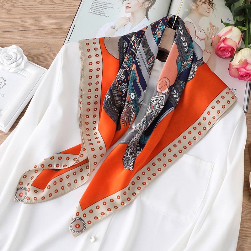 Khăn Lụa Vuông Quàng Cổ Nữ Đẹp - Turban Bandana Quấn Làm Áo BLACKPINK Họa Tiết Chấm Bi Vintage Phong Cách Hàn Quốc