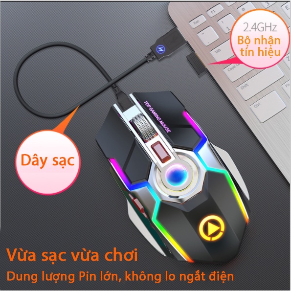 Chuột không dây Coputa chuột máy tính gaming laptop silent full LED A5