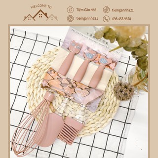 Bộ 3 cây đánh trứng, phới trộn bột, cọ phết làm bánh bằng silicone hình thú cao cấp