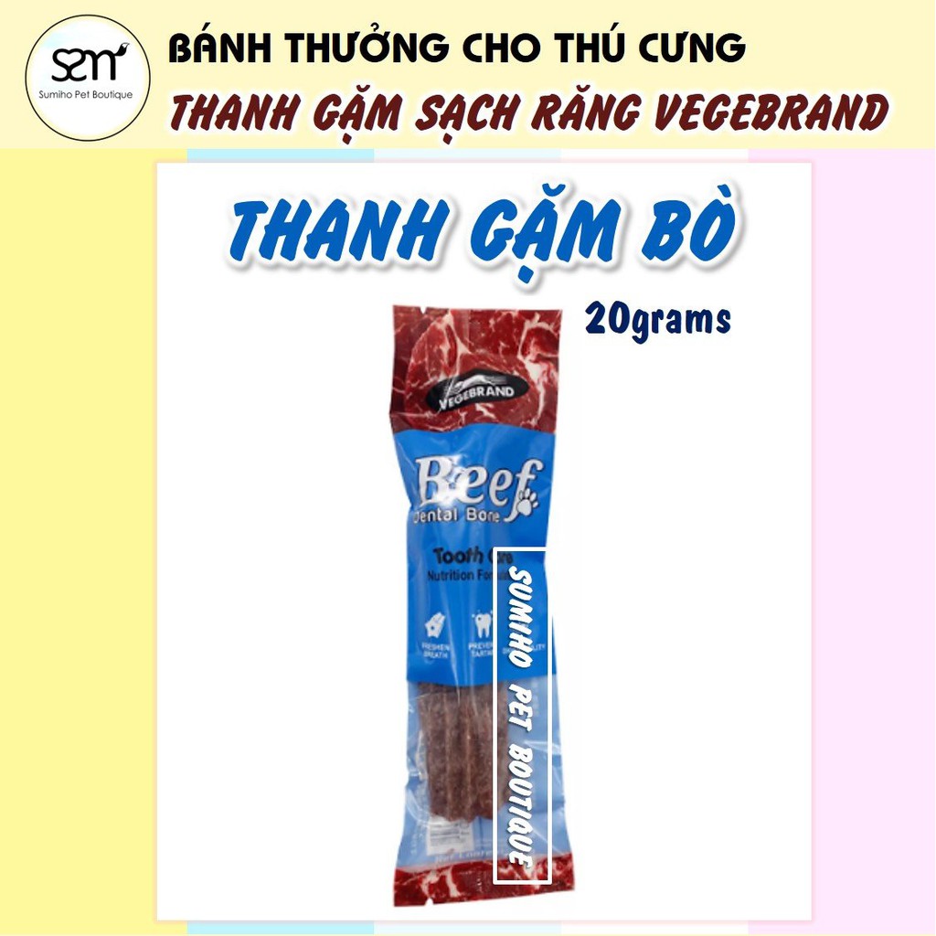 Xương gặm sạch răng Vegebrand (20gr/cây) 3 vị bò/gà/sữa - Bánh thưởng cho chó