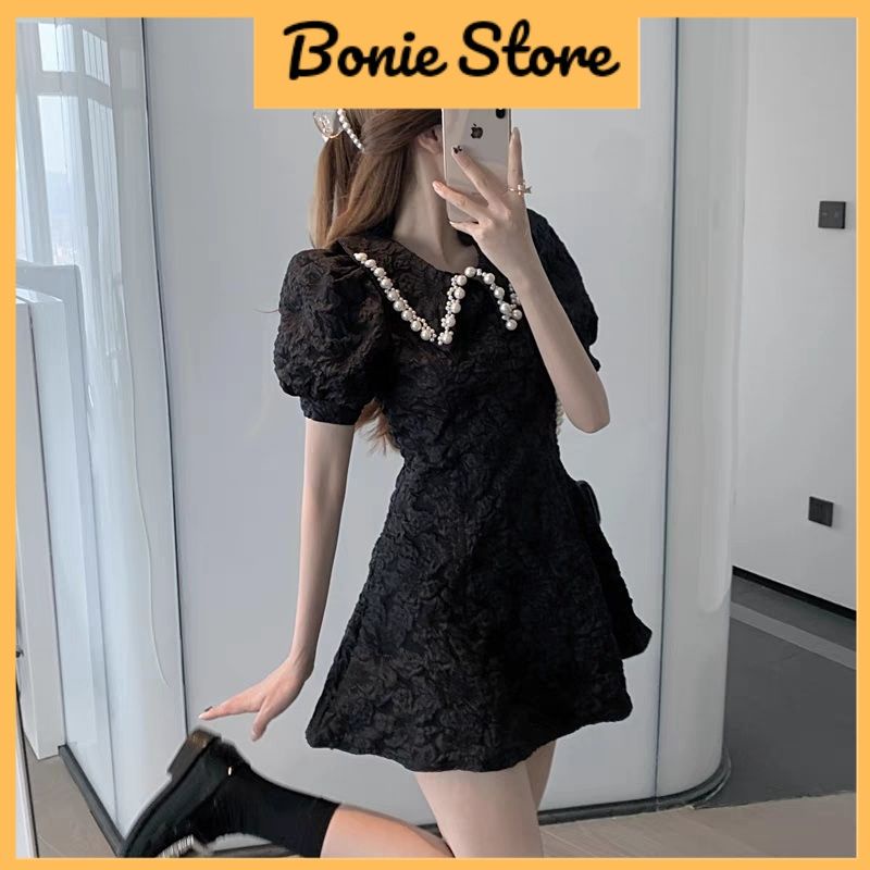Đầm dự tiệc cưới cổ sen viền hạt ngọc hoa nổi sang trọng có ảnh thật - [HÀNG CÓ SẴN]