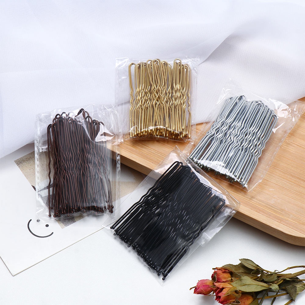 Set 50 kẹp tóc kim loại hình chữ U nhiều màu sắc tạo kiểu tóc cho cô dâu