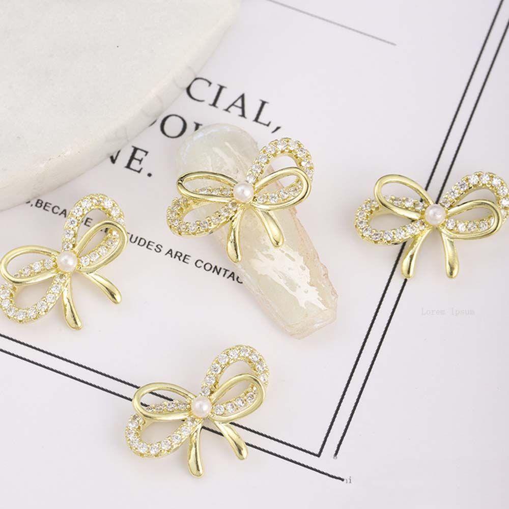 OCEANMAP Phụ Kiện Trang Trí Móng Tay Hình Nơ 3D Lấp Lánh