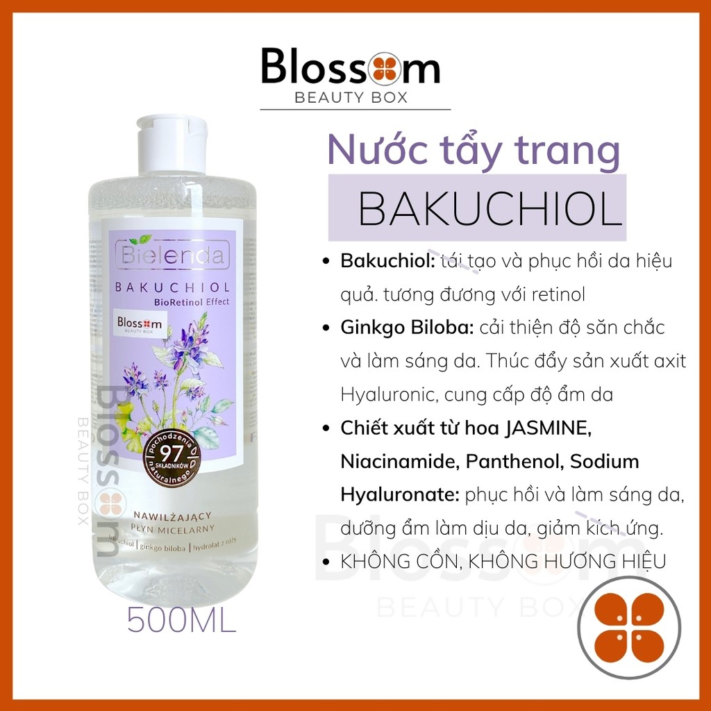 500ml Nước tẩy trang Micellar BIELENDA BAKUCHIOL BioRetinol