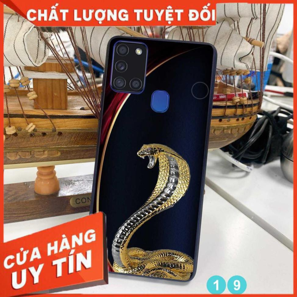 Ốp lưng in kính cường lực 3D đẹp, sắc nét họa tiết hình rồng vàng quyền lực cho điện thoại samsung A21s - M21 -  M30s