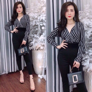 Jum dài sọc tay dài đắp chéo siêu yêu
