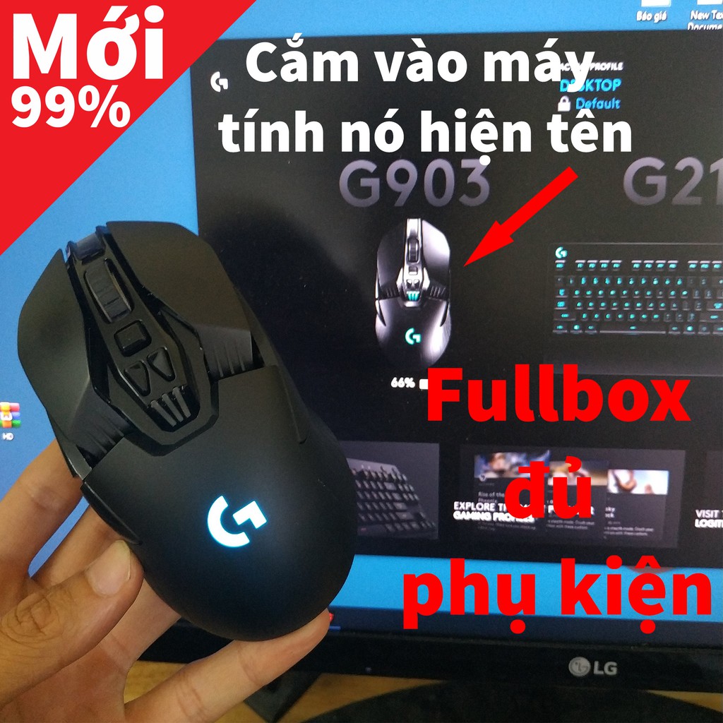 Logitech Chính hãng - Chuột không dây gaming logitech G903 cho laptop và pc có led RGB 16 triệu màu nút cực nhạy