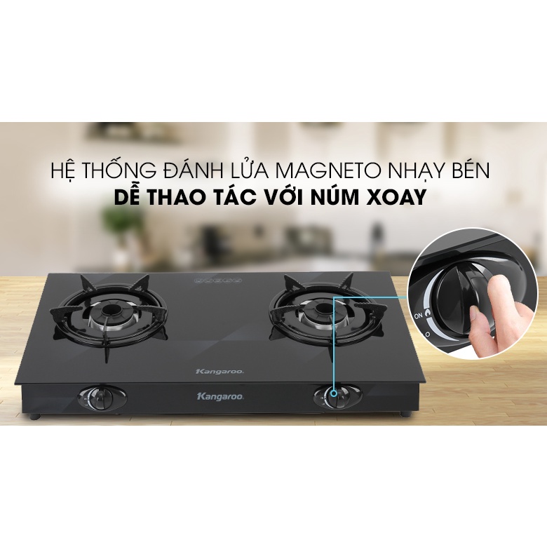 Bếp gas đôi Kangaroo KG8G1A Chính hãng trưng bày 99%+Tặng dây gas-bếp bền tốt tiết kiệm gas