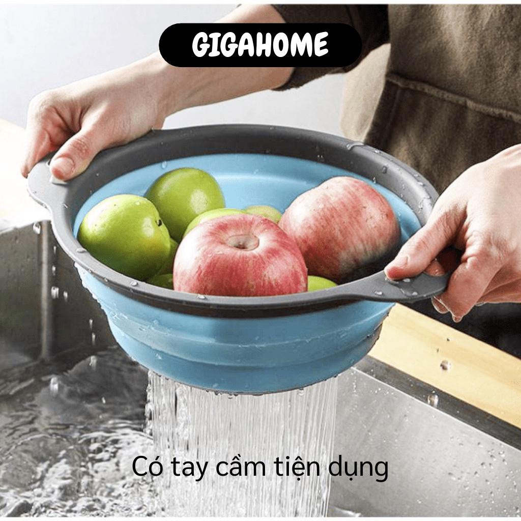 Rổ xếp gọn   GIÁ VỐN]   Combo 2 rổ xếp gọn hình tròn (1 lớn + 1 nhỏ) chất liệu nhựa cao cấp có thể xếp gọn 5225