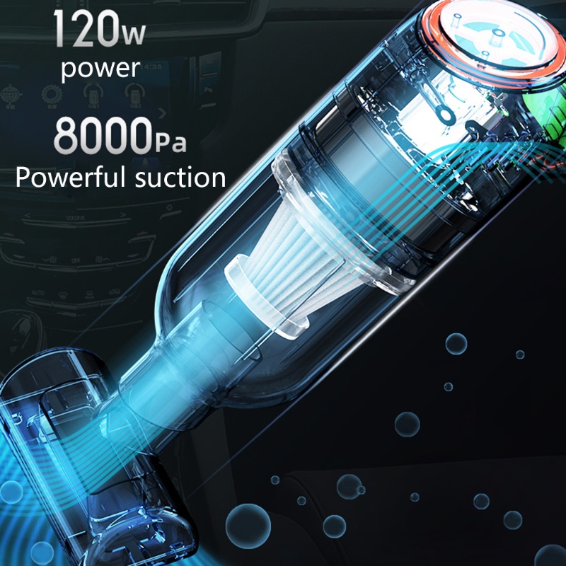 YXA USB Rechargeable Cordless 8000Pa 120W Handheld Wireless Car Vacuum Cleaner for SUV Truck Home Office Pet House Compu