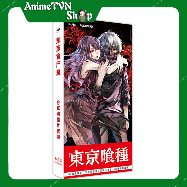 Hộp Postcard Bưu thiếp (Trọn bộ 340 Hình có Sticker) Anime/Manga Tokyo Ghoul (Ngạ Quỷ)