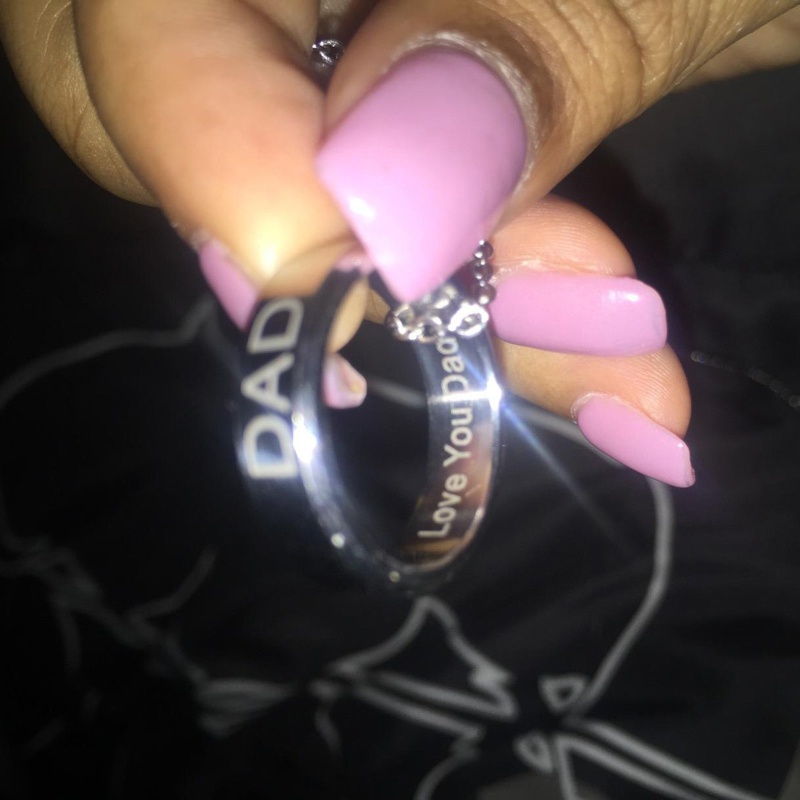 Dây Chuyền Mặt Nhẫn Bằng Thép Không Gỉ Khắc Chữ Dad / Mom Thời Trang