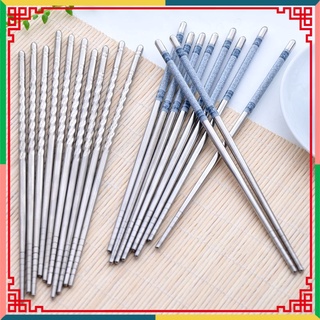 Đũa inox ăn cơm, đũa gắp thức ăn chống trơn có hoa văn đẹp