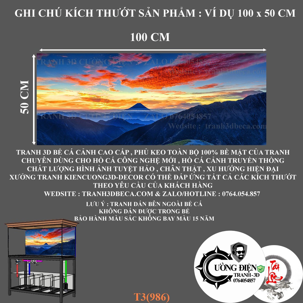 Tranh dán hồ cá thuỷ sinh ,có keo sẵn, nhiều kích thướt chọn lựa