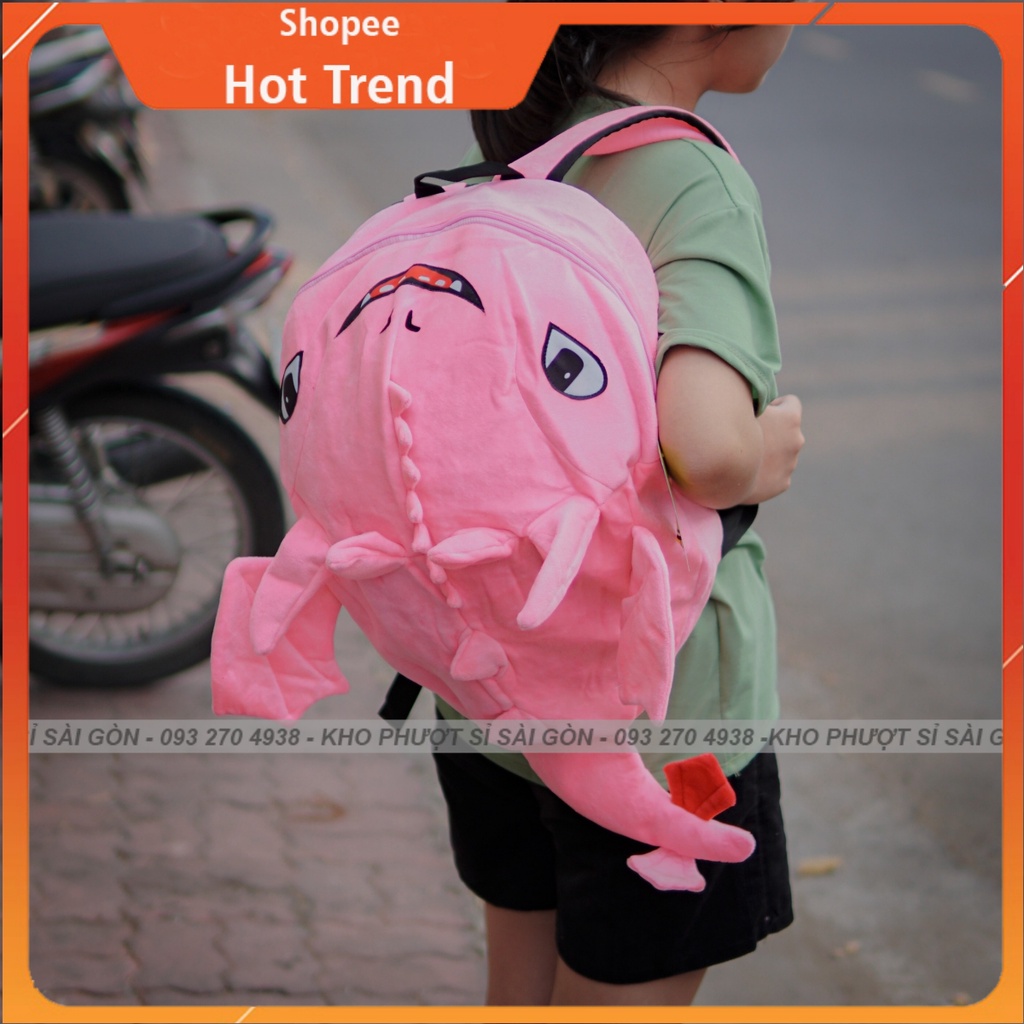CÓ VIDEO - Balo thời trang đi học siêu cá tính Rồng con sún răng có nơ đuôi màu xanh ngọc cute