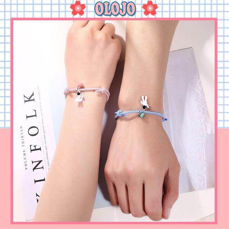 1 Cặp Vòng Tay Dây Thừng Bện Gắn Nam Châm Hình Phi Hành Gia Thời Trang Dành Cho Cặp Đôi Học Sinh Nữ