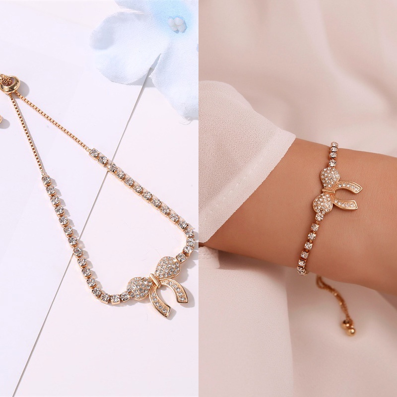 Vòng đeo tay MANYUE kiểu nơ đính đá pha lê thời trang dành cho nữ