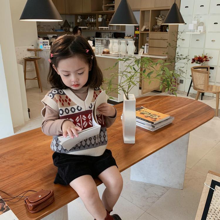 Áo sweater dệt kim không tay thời trang Hàn Quốc cho bé