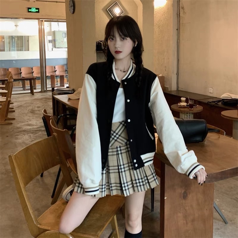 ÁO KHOÁC BOMBER DÁNG CROPTOP PHỐI SỌC