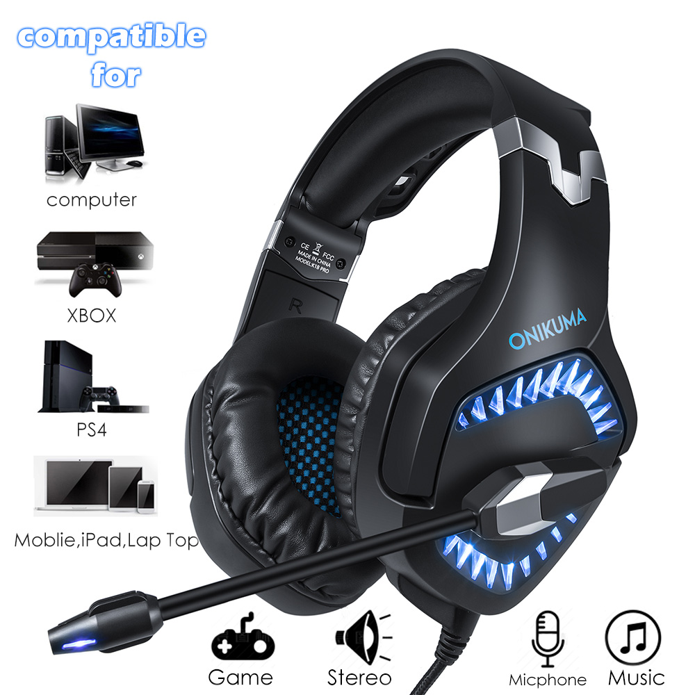 ONIKUMA K1pro Tai Nghe Chơi Game LED Lights Stereo Surround Noise Reduction Headphone with Mic Volume Control for Laptop, PC, Mac, IPad, Smartphones