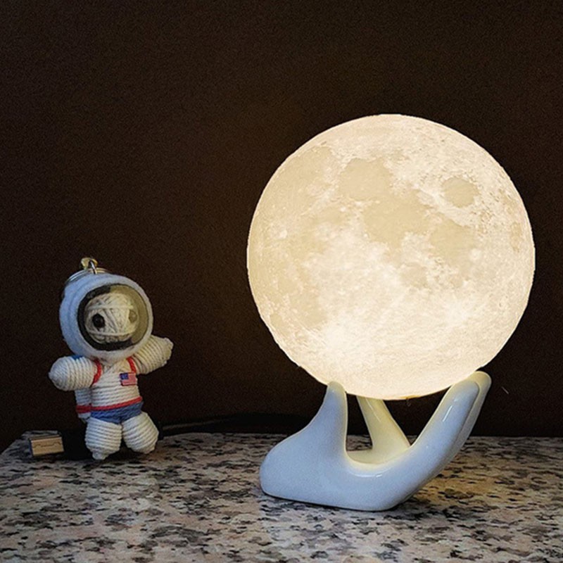 Đèn ngủ mặt trăng 3D, đèn để bàn kích thước 8cm - 12cm