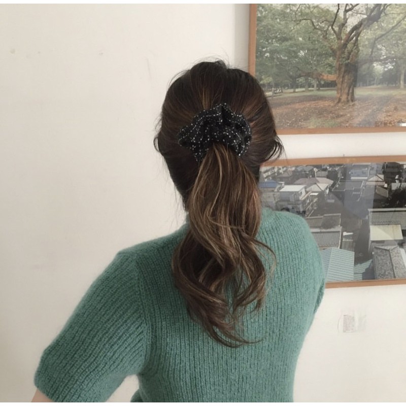 Dây cột tóc vải tweed scrunchie
