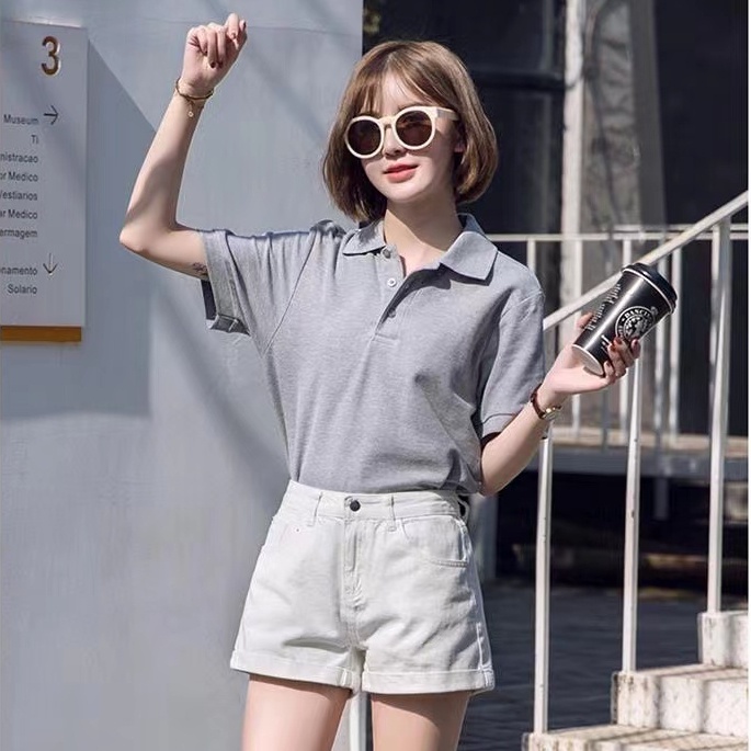 Quần short denim SUXI ống rộng lưng cao thời trang cho nữ