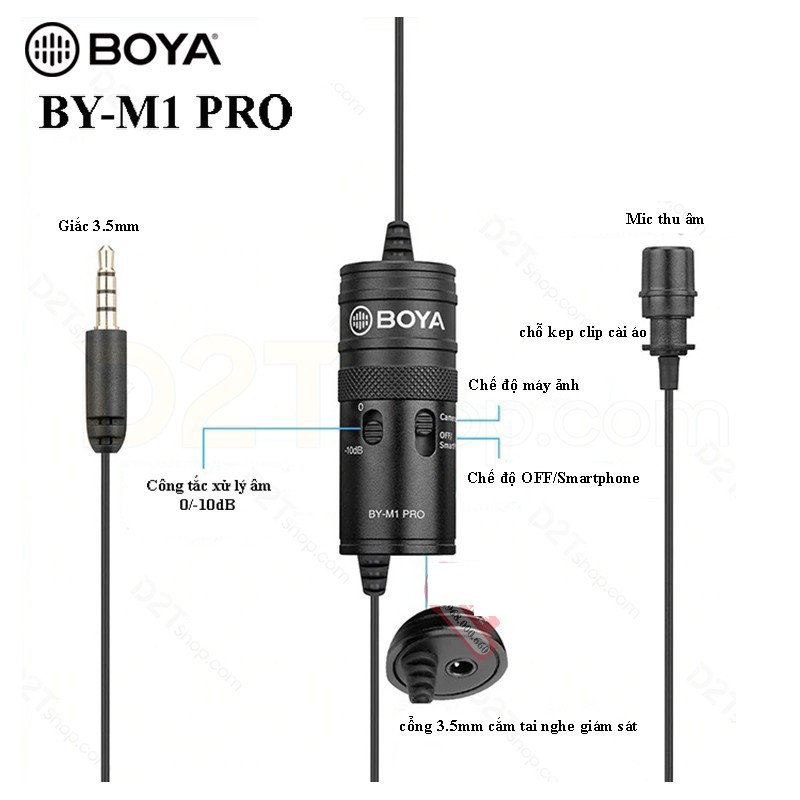 Micro Boya by m1 Pro thu âm gài áo cao cấp | Hàng chính hãng