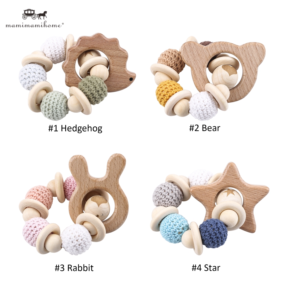 MAMIMAMIHOME Baby Crochet Beech Bracelet Đồ chơi mọc răng miễn phí BPA 1 CÁI