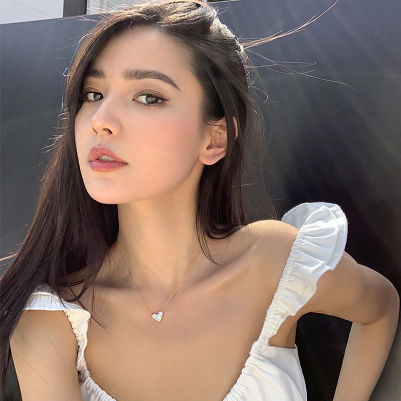 Vòng cổ Mặt Hình Trái Tim Đính Đá Zircon Thời Trang Cho Nữ