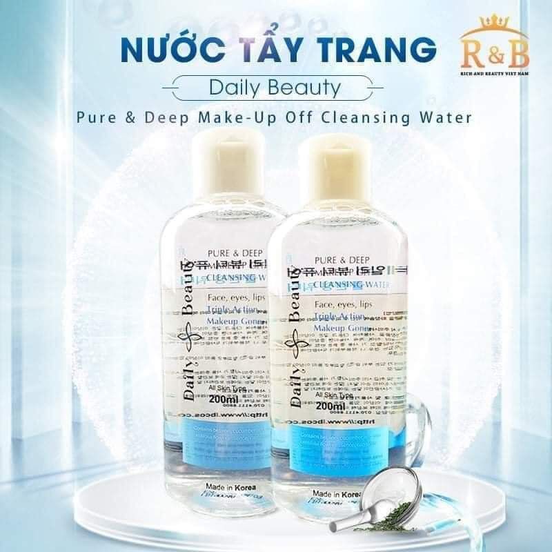 (tặng kèm Bông tẩy) .nước tẩy trang daily beauty chính hãng hàn 200ml