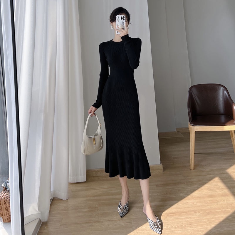 Đầm Đuôi Cá Dệt Kim Tay Dài Thời Trang Sang Trọng Cho Nữ