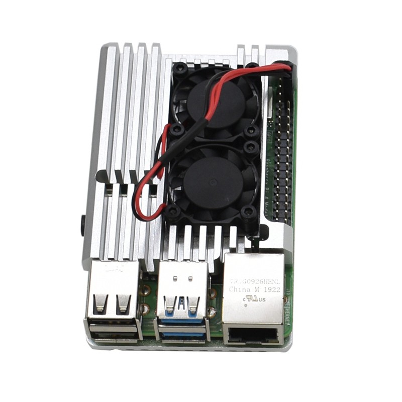 4B Aluminum Case Enclosure CNC Cover with Heatsink Cooling Dual Fan for Raspberry Pi 4 Model B