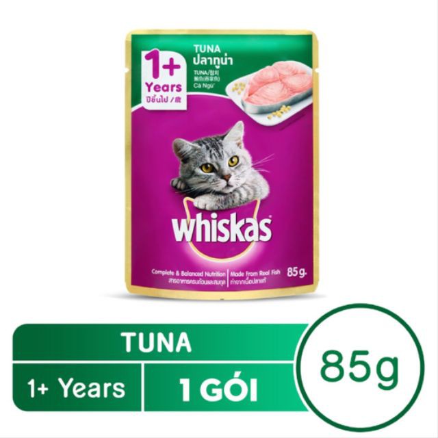 WK Patê mèo Whiskas 85g -xanh ngọc-Cá Ngừ(mèo con)