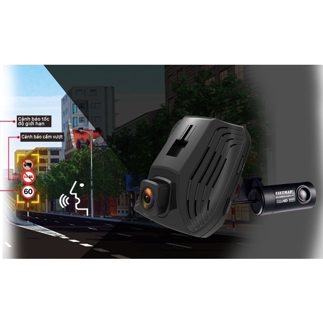 Camera hành trình Vietmap C62 Ghi hình Ultra HD 2K - Quay 2 Mắt Trước & Sau - Dẫn Đường - Camera Sau Kiêm Lùi.