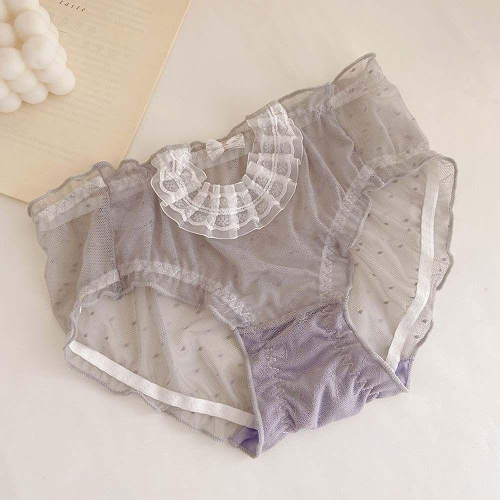 Mocho Quần Lót Lưới Chấm Bi Khoét Rỗng Phối Ren Và Nơ Phong Cách Hàn Quốc Cho Nữ