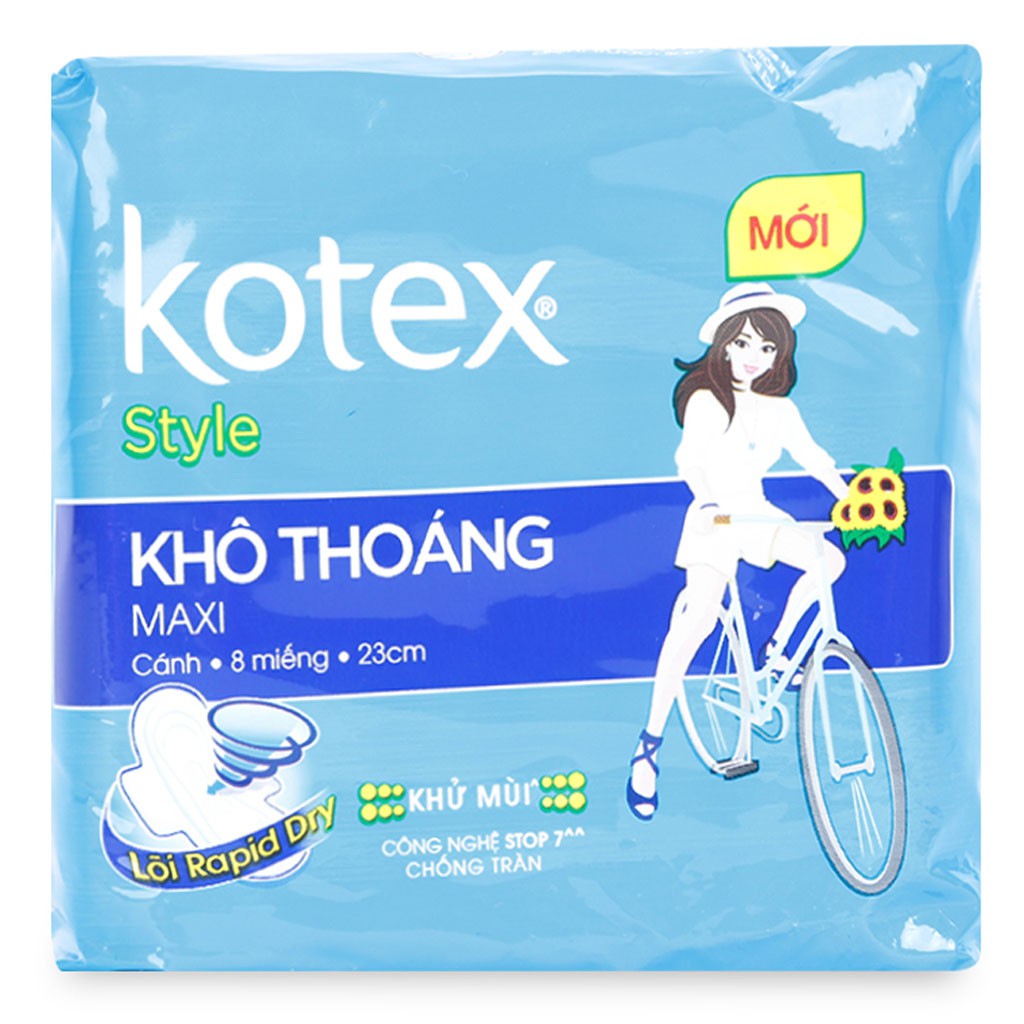 Băng Vệ Sinh Kotex Style Khô Thoáng Maxi Cánh Gói 8 Miếng