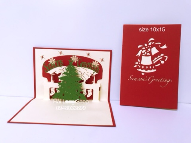 Thông -  Noel - Thiệp 3D ( mở 90 độ  size 10x15 ) | BigBuy360 - bigbuy360.vn