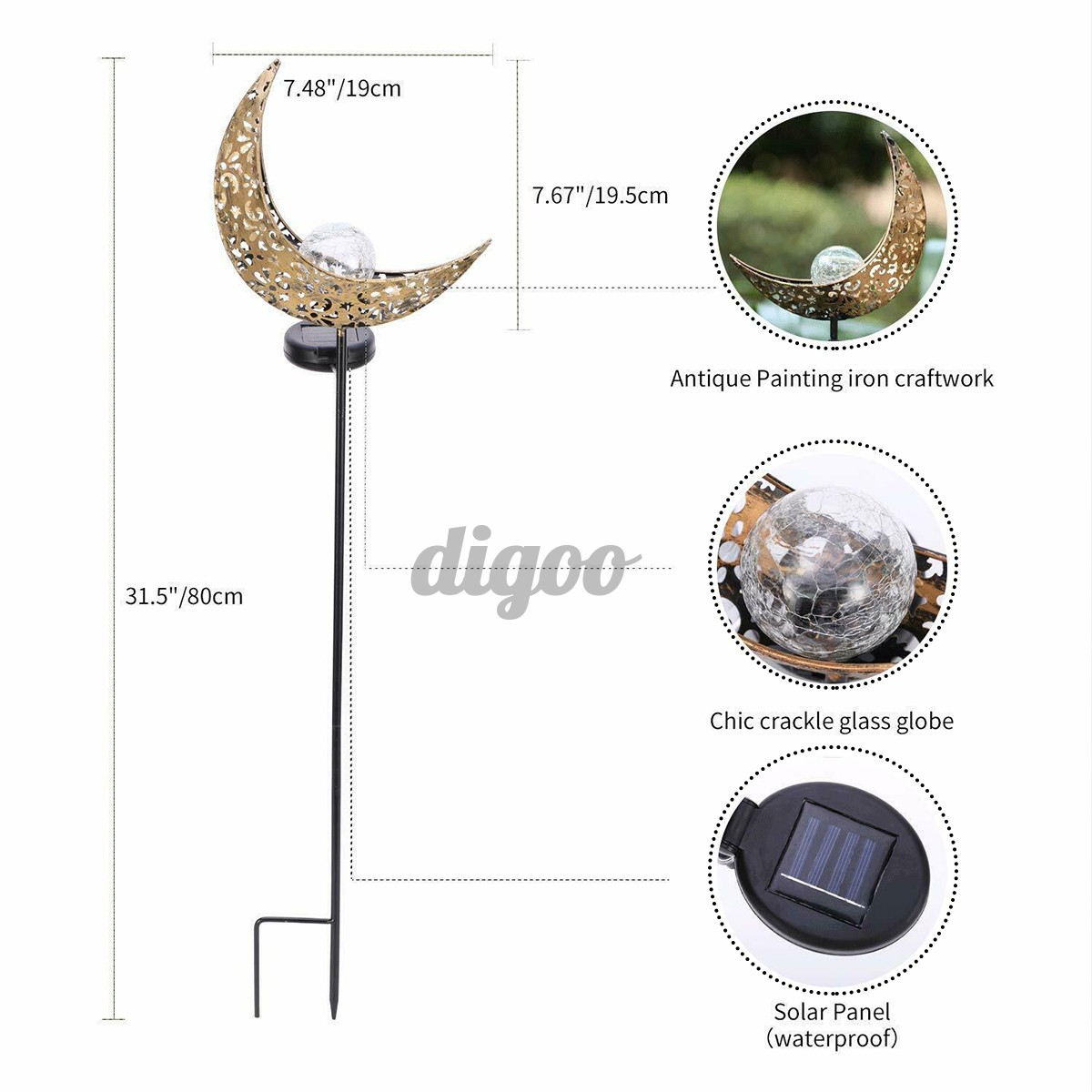 Garden Solar Light Pathway Outdoor Moon Lawn Lamp Landscape Courtyard Waterproof