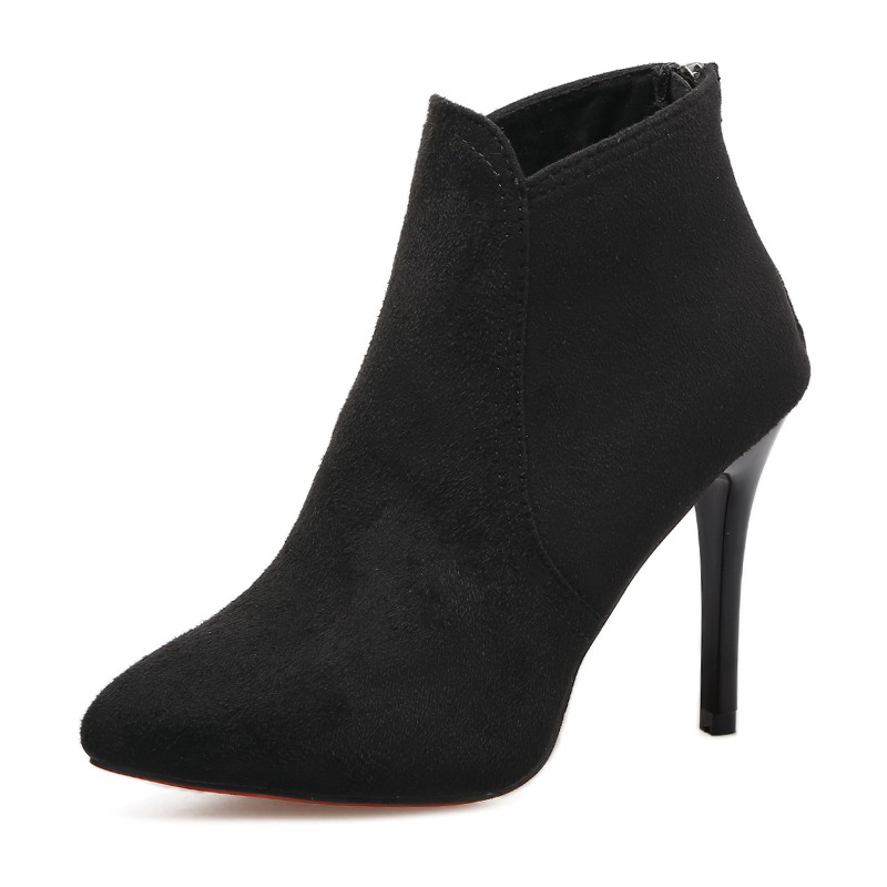 Boots cao gót, bốt cổ lửng da lộn đế 9P- G303
