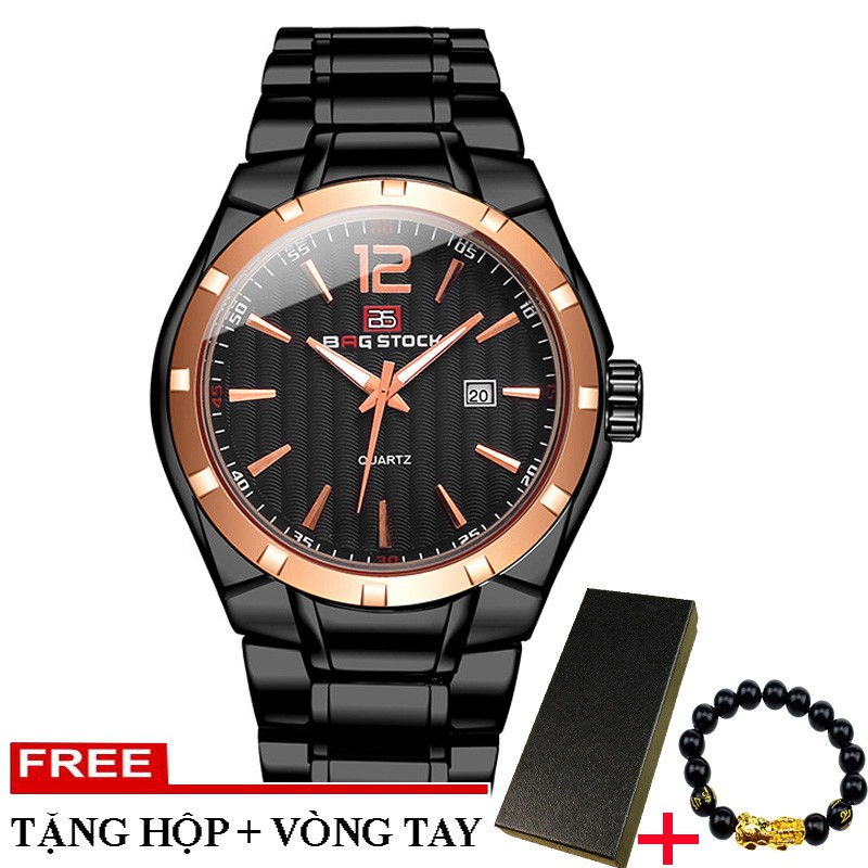 (FULL BOX)  ĐỒNG HỒ NAM  BAGSTOCK MÁY NHẬT  B9922 DÂY THÉP KHÔNG GỈ THỜI TRANG + tặng vong tay