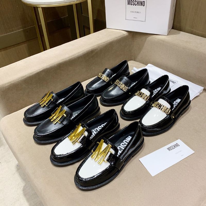 giày loafer da thật mũi tròn gót 3,5cm Moschino