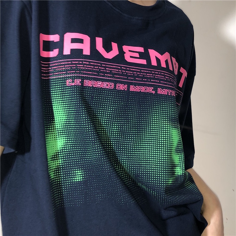 Áo Thun Tay Ngắn Màu Sắc Retro Phong Cách Hàn Quốc Cho Nữ