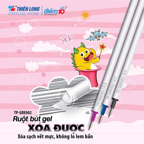 Bộ 2 ruột bút gel xóa được Thiên Long Điểm 10 TP-GRE002