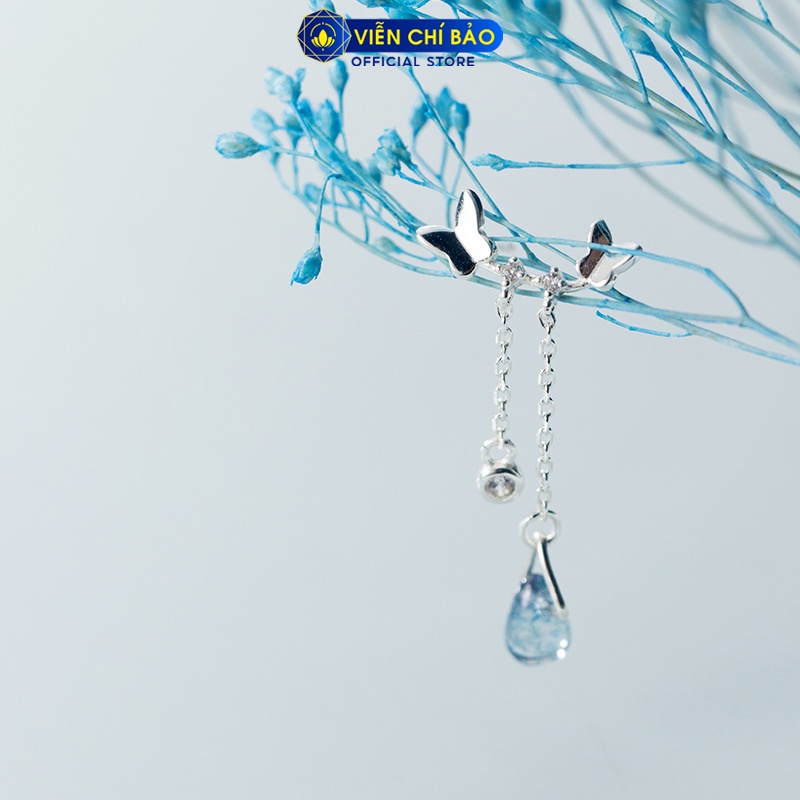 Bông tai bạc nữ cánh bướm giọt nước chất liệu bạc 925 thời trang phụ kiện trang sức Viễn Chí Bảo B400454