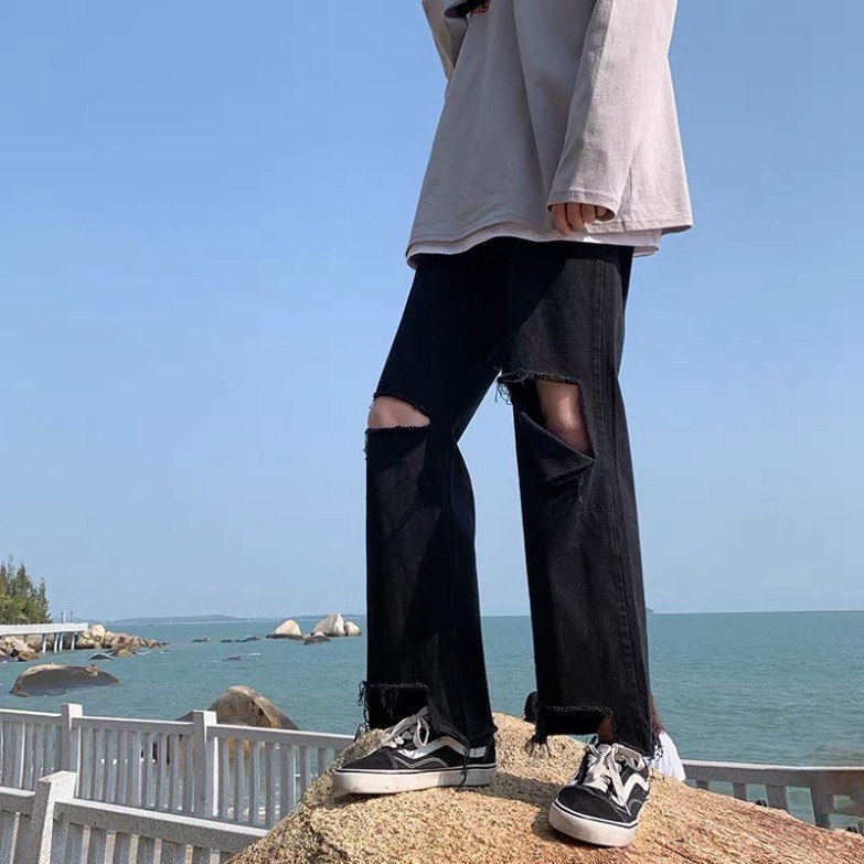 [HOT TREND 2022] Quần Jean dáng suông rách gối -Q7-Quần bò ống rộng form Unisex nam nữ -chất đẹp giá rẻ nhất thị trường | BigBuy360 - bigbuy360.vn