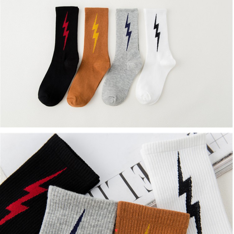 Giá Bán Sỉ Vớ Thể Thao Vừa Vặn Màu Sắc Tương Phản Phong Cách Sấm Sét Cá Tính Dễ Phối Đồ Phong Cách ins Dành Cho