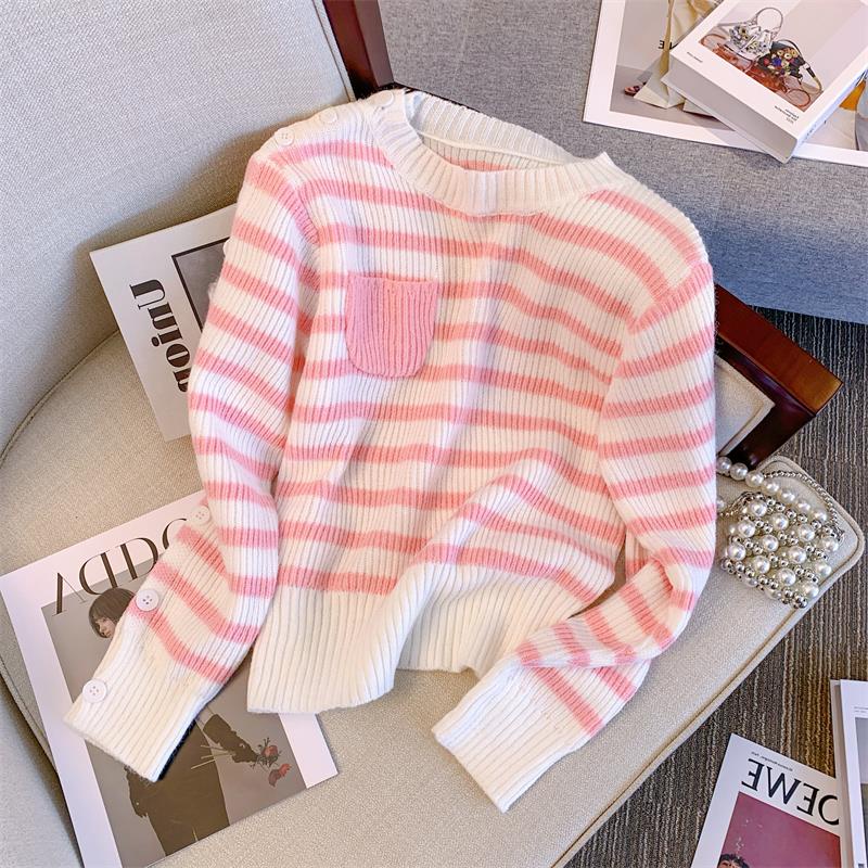 Áo Len Tay Dài Form Rộng Họa Tiết Sọc Dễ Phối Đồ