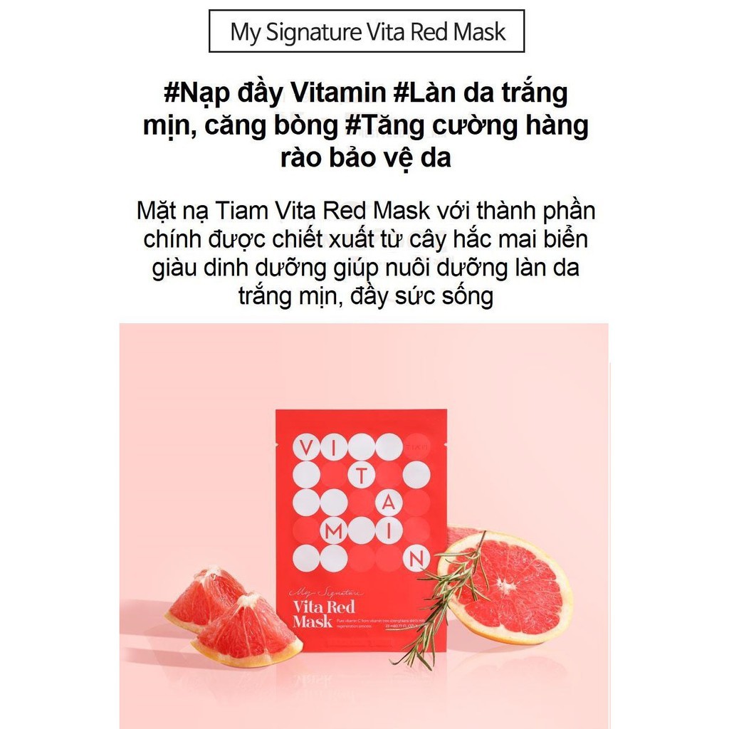 Mặt Nạ Dưỡng Trắng Vitamin C Tiam My Signature Vita Red Mask 23ml